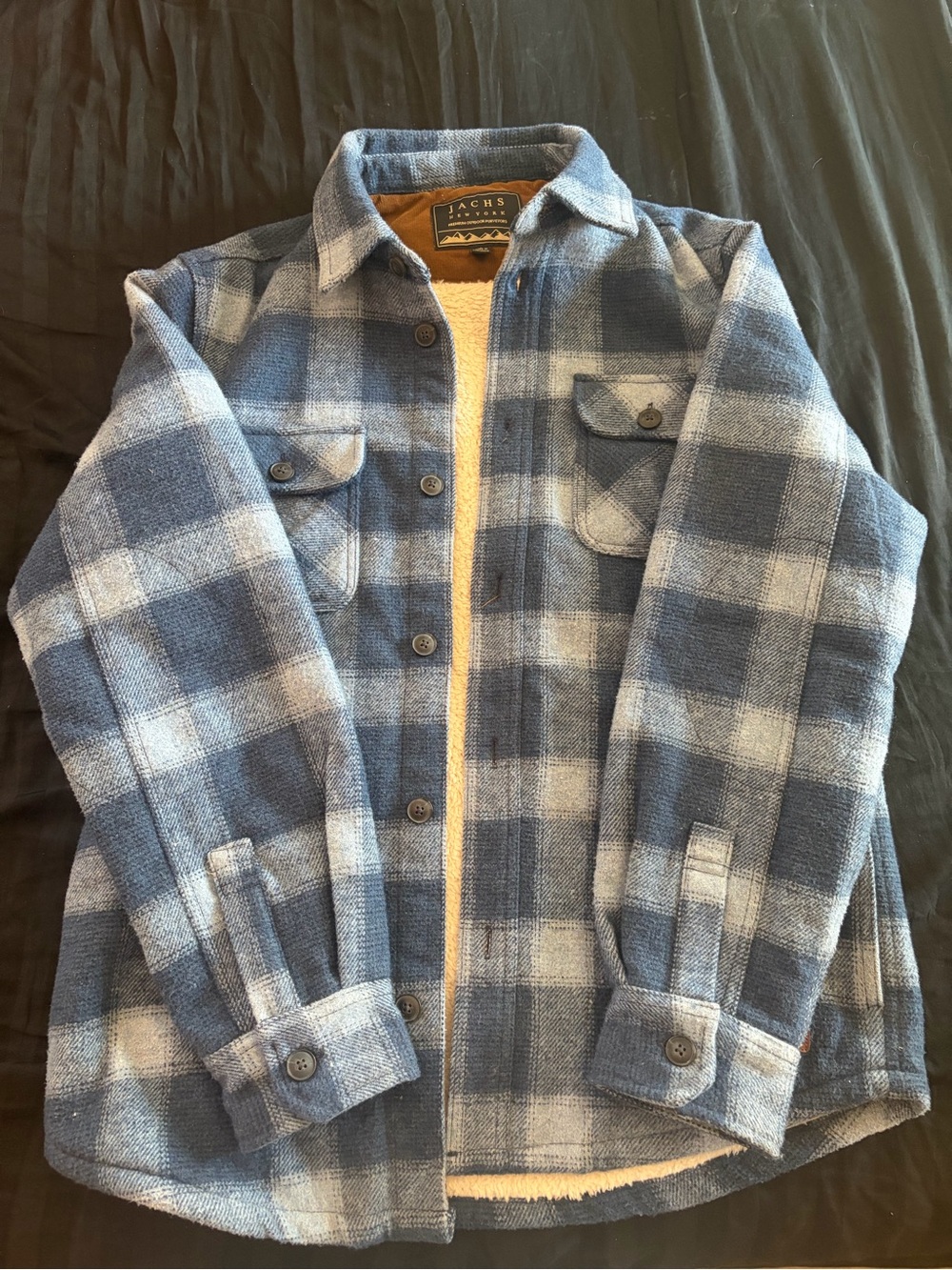 Jachs Men's Blue Plaid Sherpa Shirt Jacket